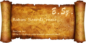 Bakos Szerénusz névjegykártya